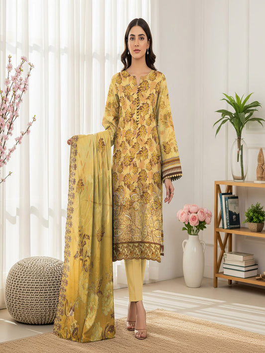 Unstitched Printed Lawn 3 Piece