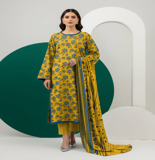Unstitched Printed Lawn 3 Piece