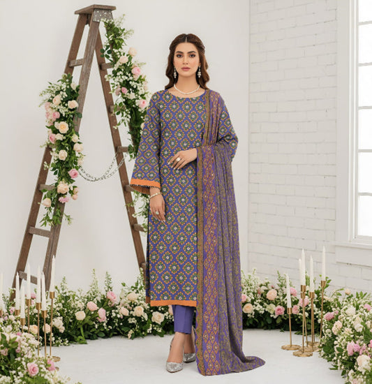Unstitched Printed Lawn 3 Piece