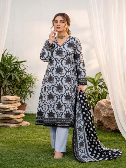 Unstitched Printed Lawn 3 Piece Suit