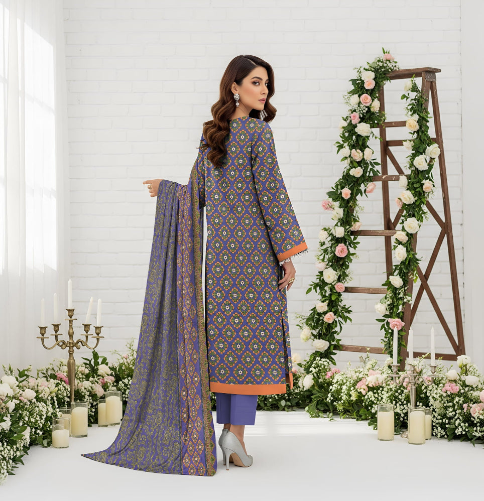 Unstitched Printed Lawn 3 Piece