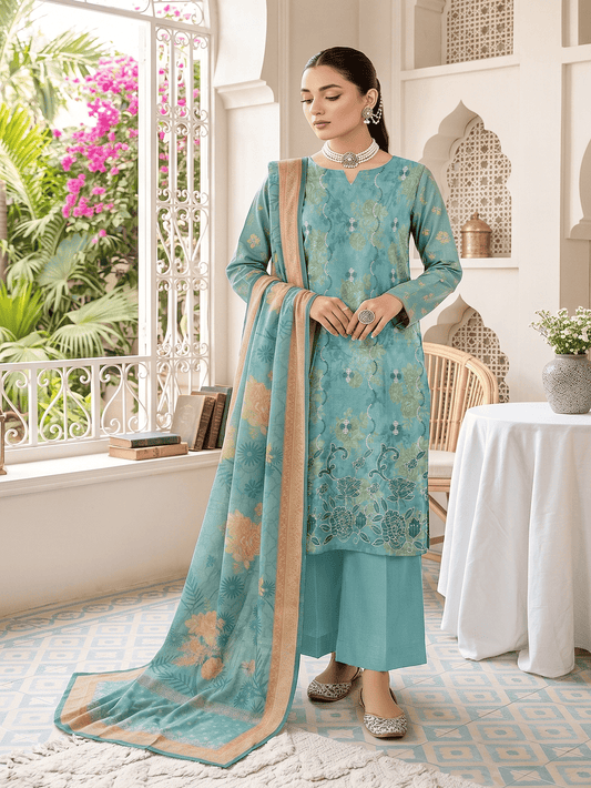 Unstitched Printed Lawn 3 Piece Suit