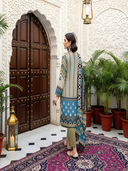 Unstitched Printed Lawn 3 Piece