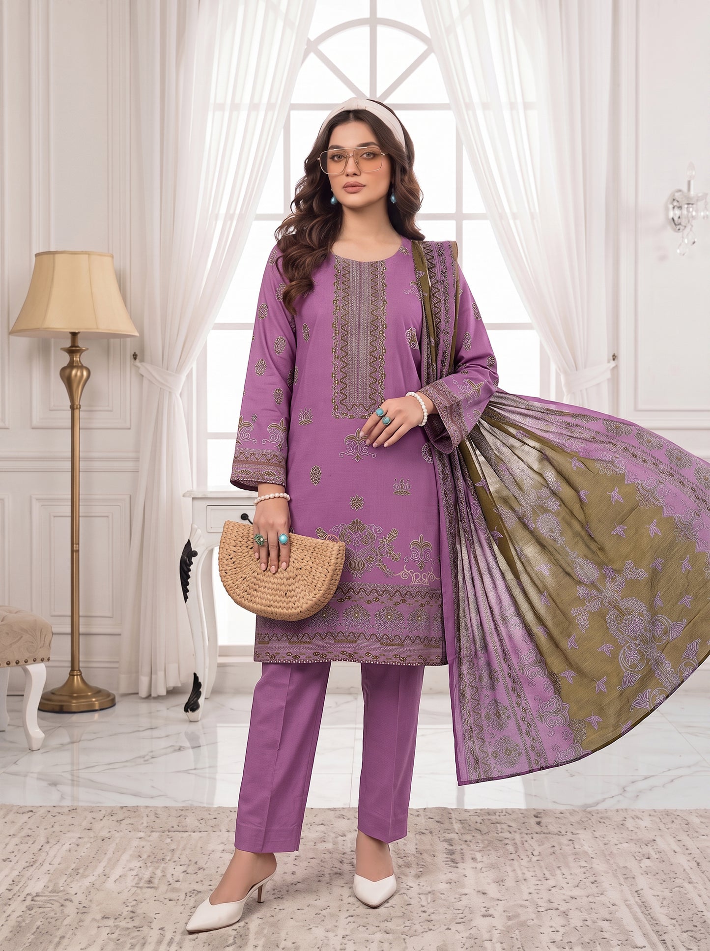 Unstitched Printed Lawn 3 Piece