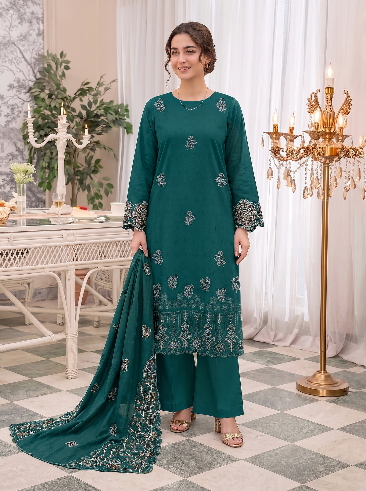 Abraj – 3 Piece Embroidered Suit
