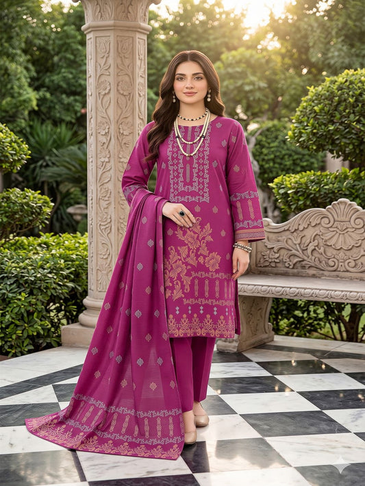 Jacquard Brosha Lawn 3 Piece Suit Unstitched