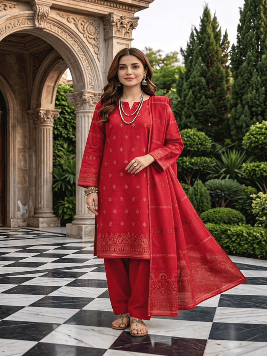 Jacquard Brosha Lawn 3 Piece Suit Unstitched