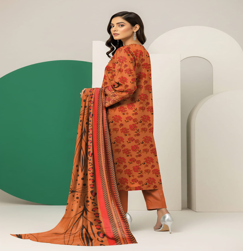Unstitched Printed Lawn 3 Piece