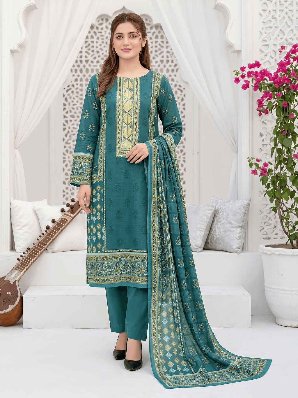 Unstitched Printed Lawn 3 Piece Suit