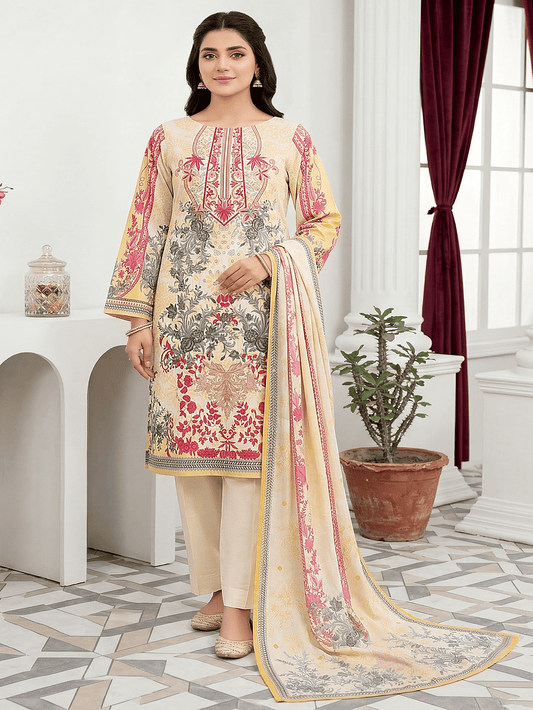 Unstitched Digital Printed Lawn 3 Piece Suit