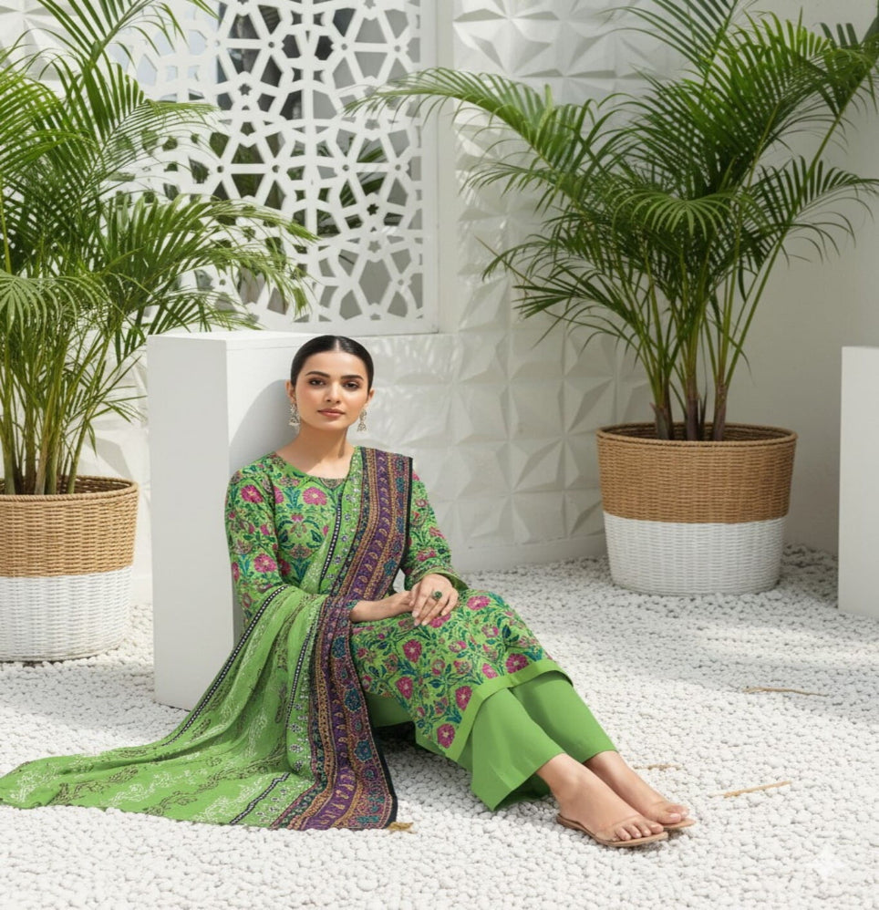 Unstitched Printed Lawn 3 Piece