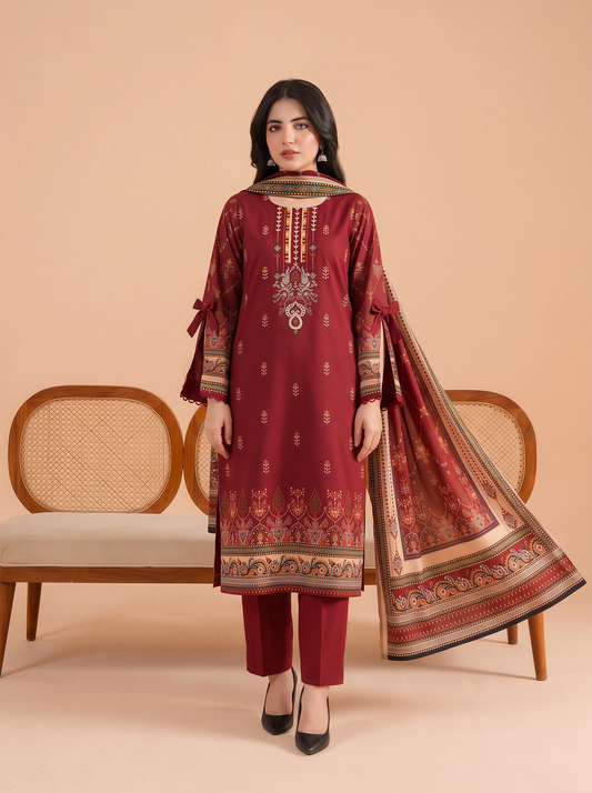 Mayal – 3 Piece Printed Suit  Vol 2 (Design 03)