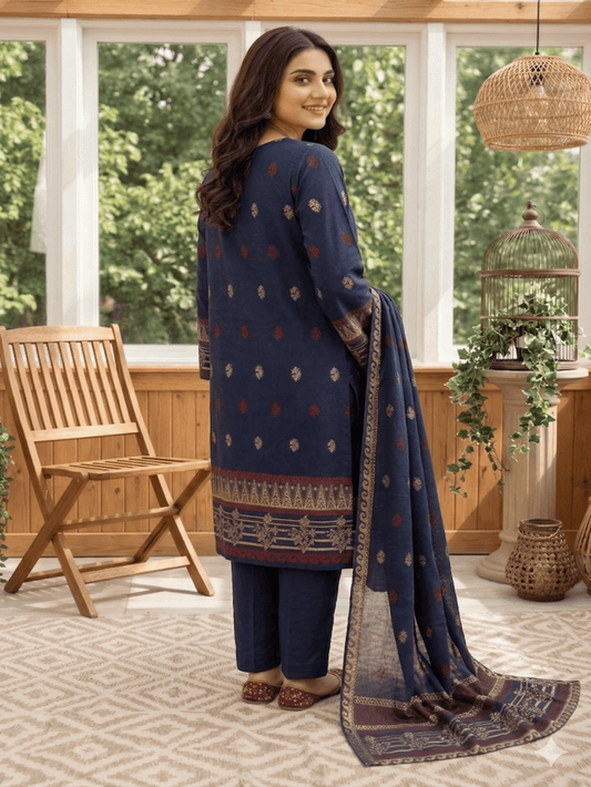 Jacquard Brosha Lawn 3 Piece Suit Unstitched