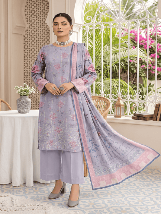 Unstitched Printed Lawn 3 Piece Suit