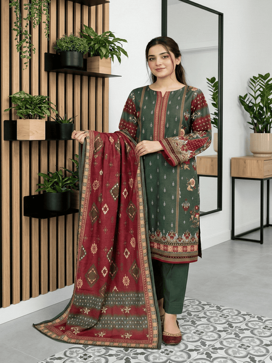 Unstitched Digital Printed Lawn 3 Piece