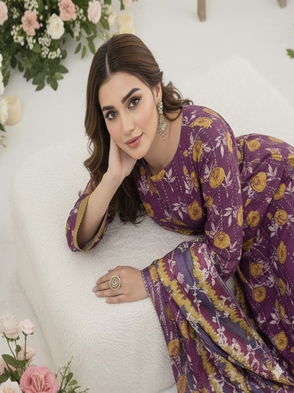 Unstitched Printed Lawn 3 Piece