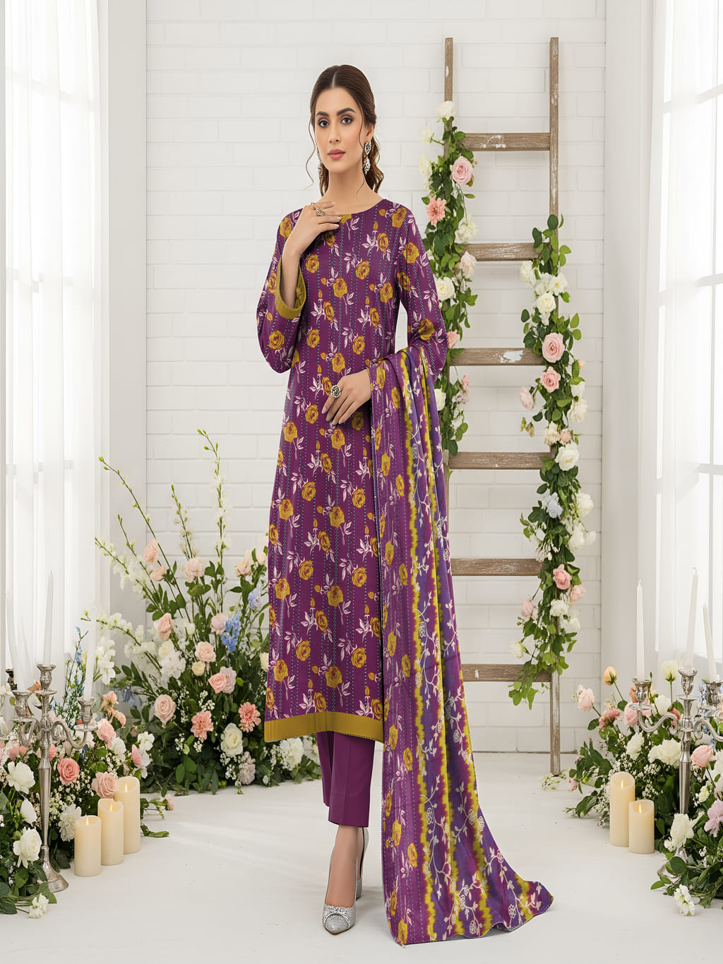 Unstitched Printed Lawn 3 Piece