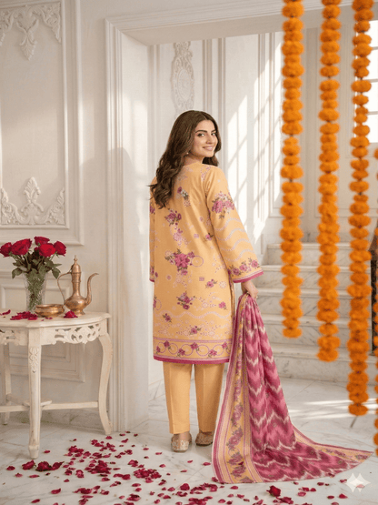 Unstitched Printed Lawn 3 Piece