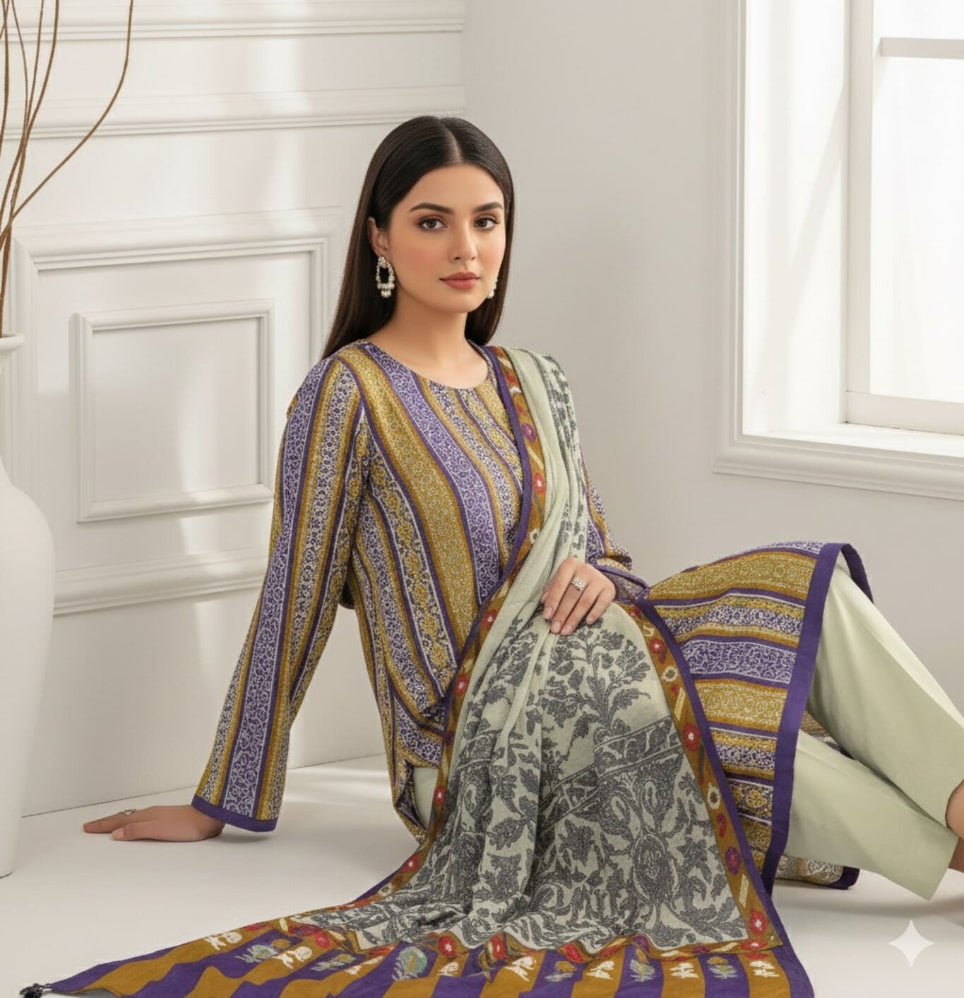Unstitched Printed Lawn 3 Piece