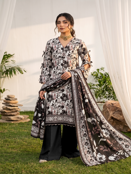 Unstitched Printed Lawn 3 Piece Suit