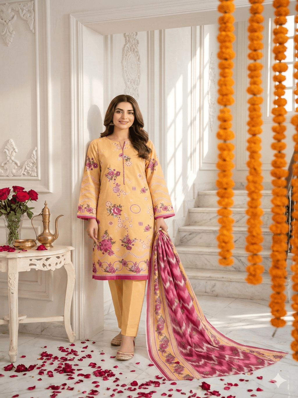 Unstitched Printed Lawn 3 Piece