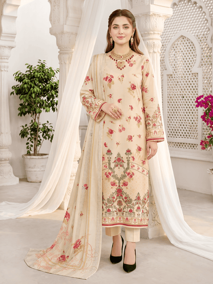 Unstitched Printed Lawn 3 Piece Suit