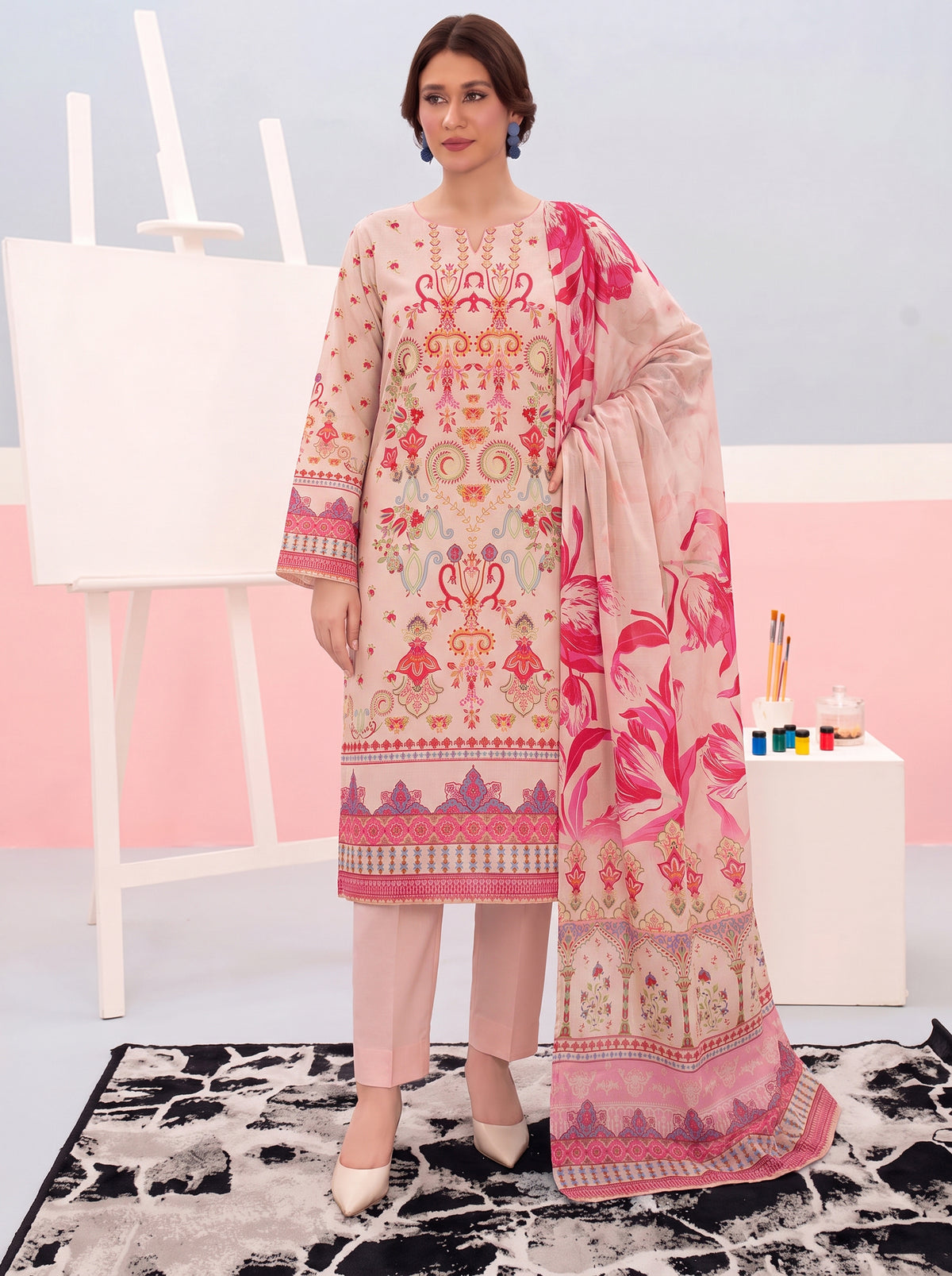Areeqa Vol 1 Printed 3-Piece Suit (Design 4)