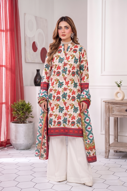 Unstitched Printed Lawn 3 Piece