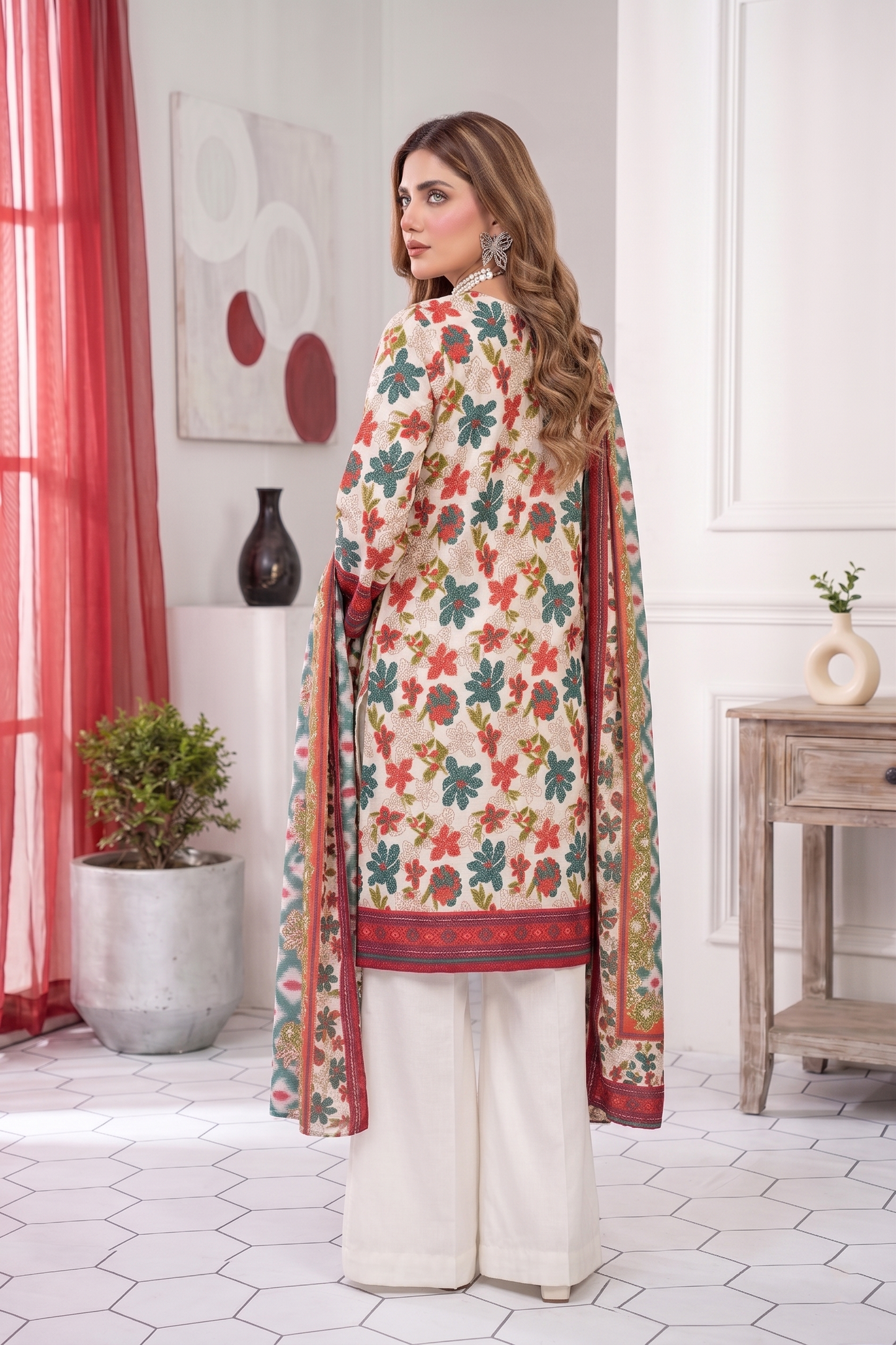 Unstitched Printed Lawn 3 Piece
