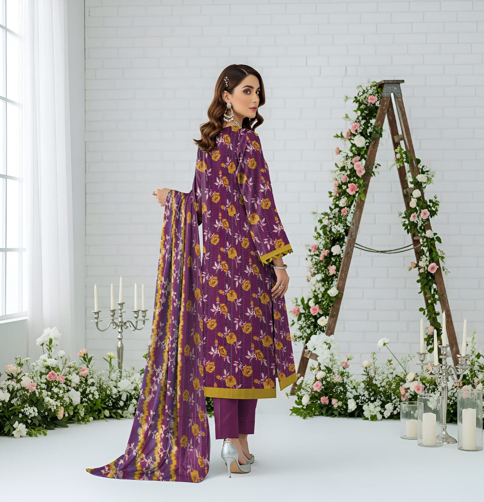Unstitched Printed Lawn 3 Piece