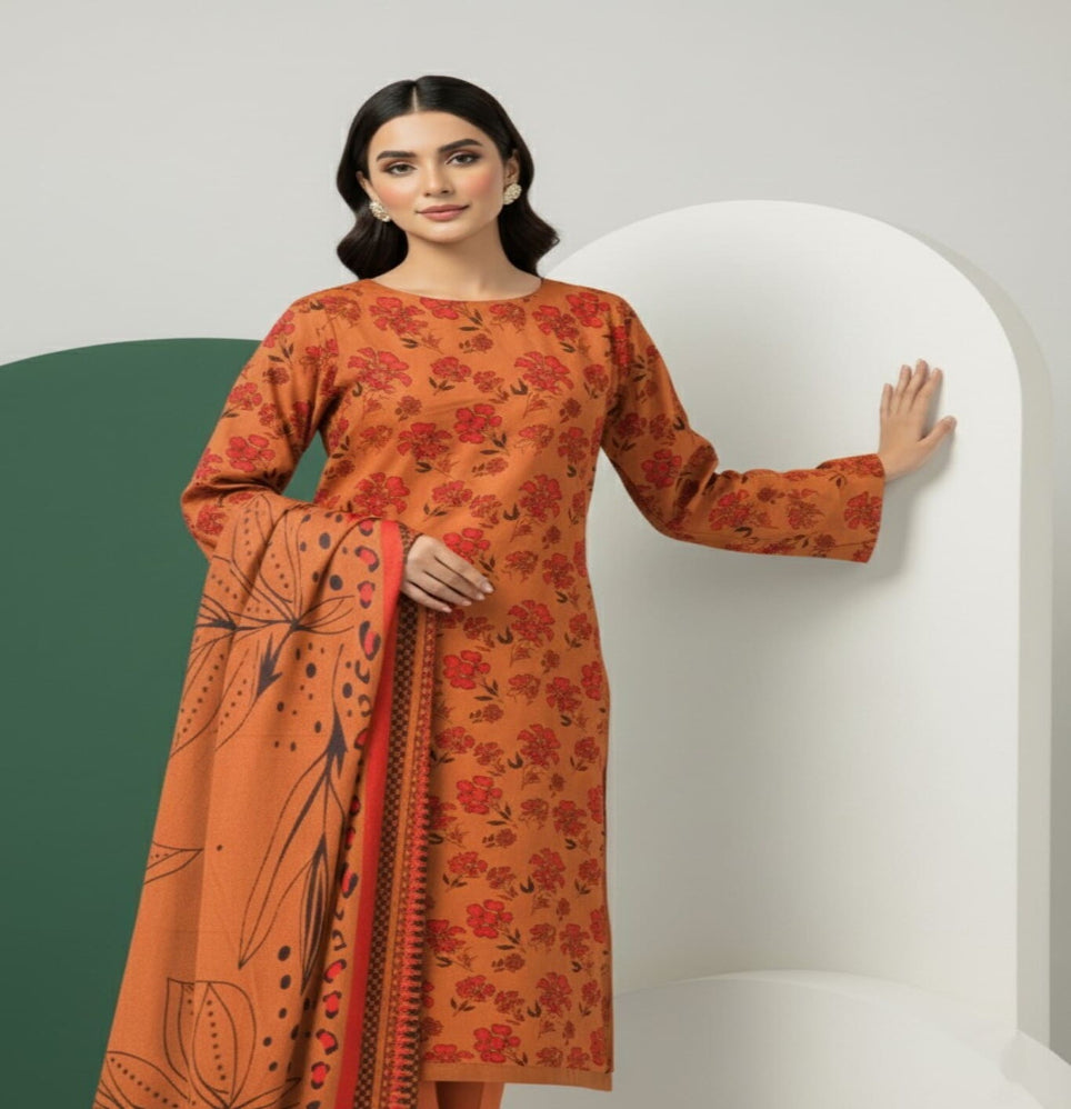 Unstitched Printed Lawn 3 Piece