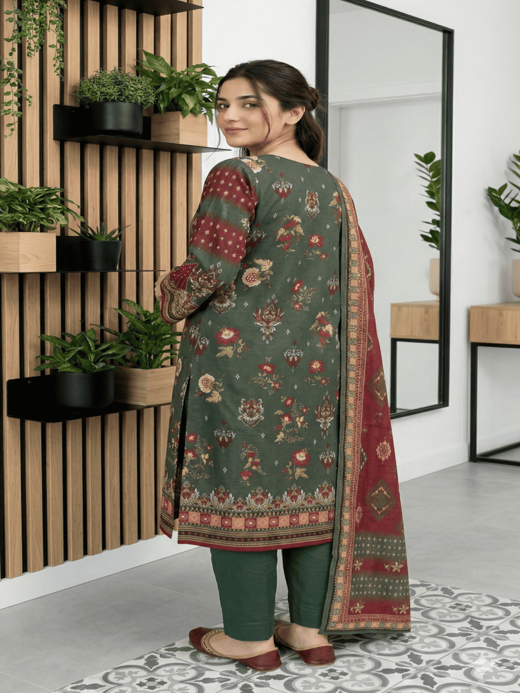 Unstitched Digital Printed Lawn 3 Piece