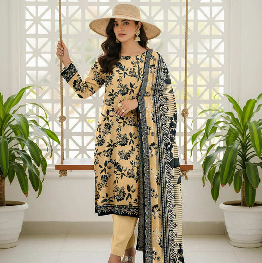 Unstitched Printed Linen Wool 3 Piece