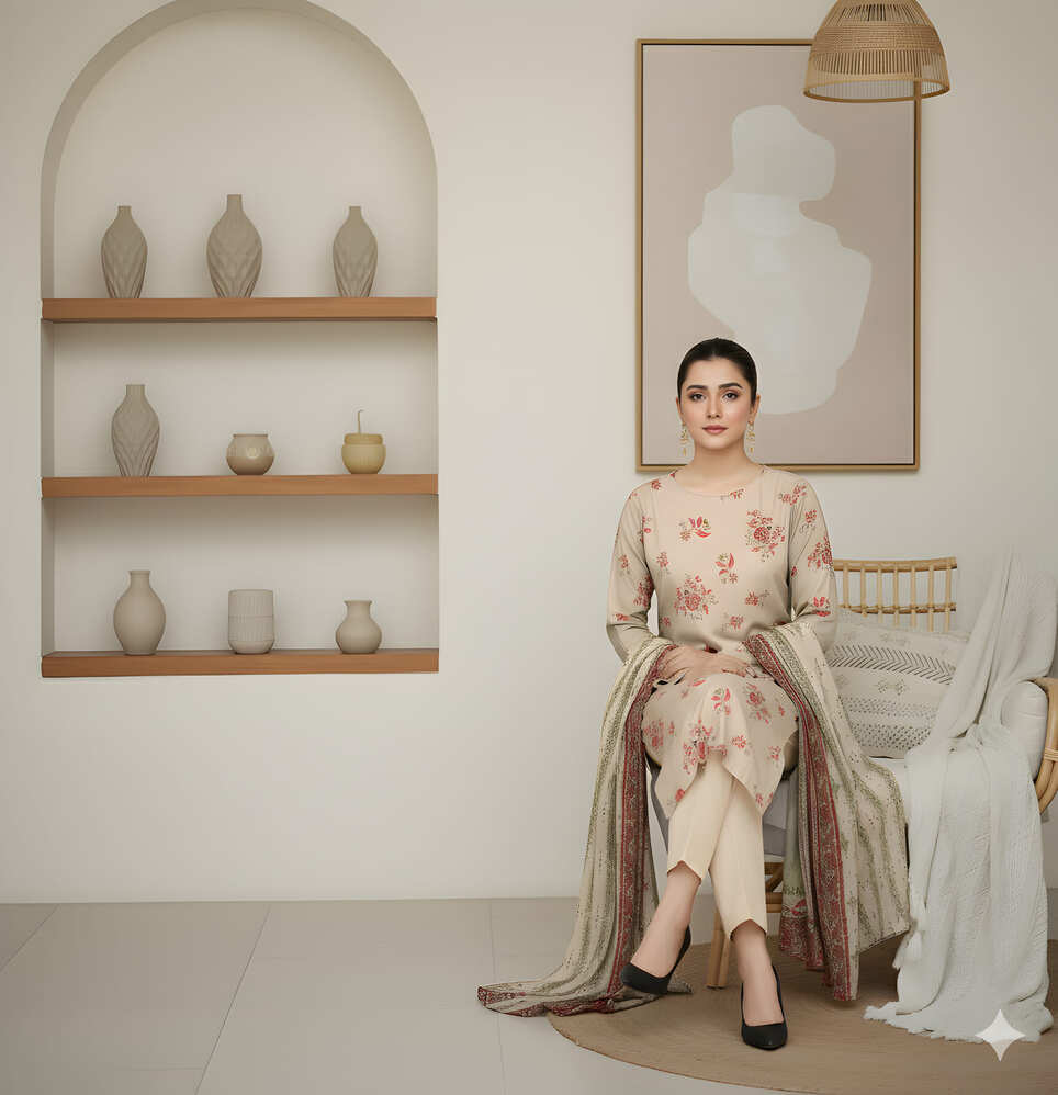 Unstitched Printed Lawn 3 Piece