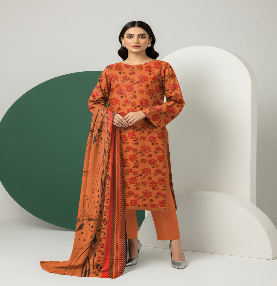 Unstitched Printed Lawn 3 Piece