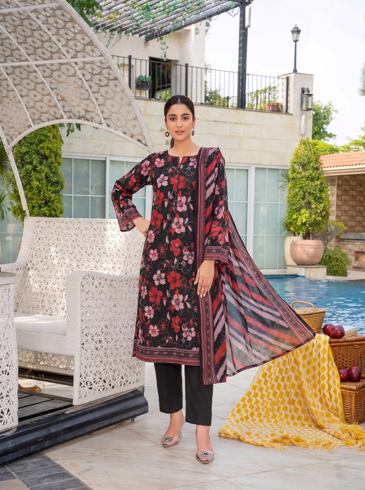 Unstitched Printed Lawn 3 Piece