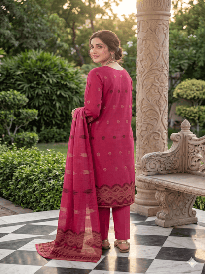 Jacquard Brosha Lawn 3 Piece Suit Unstitched