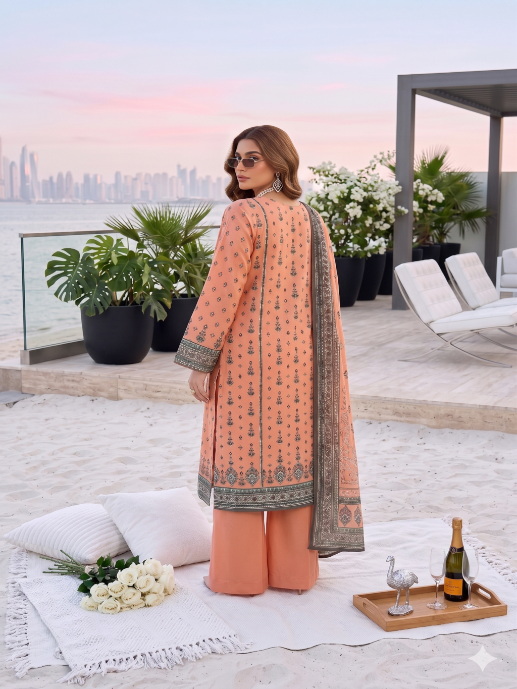 Unstitched Printed Lawn 3 Piece Suit