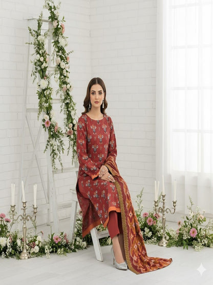 Unstitched Printed Lawn 3 Piece