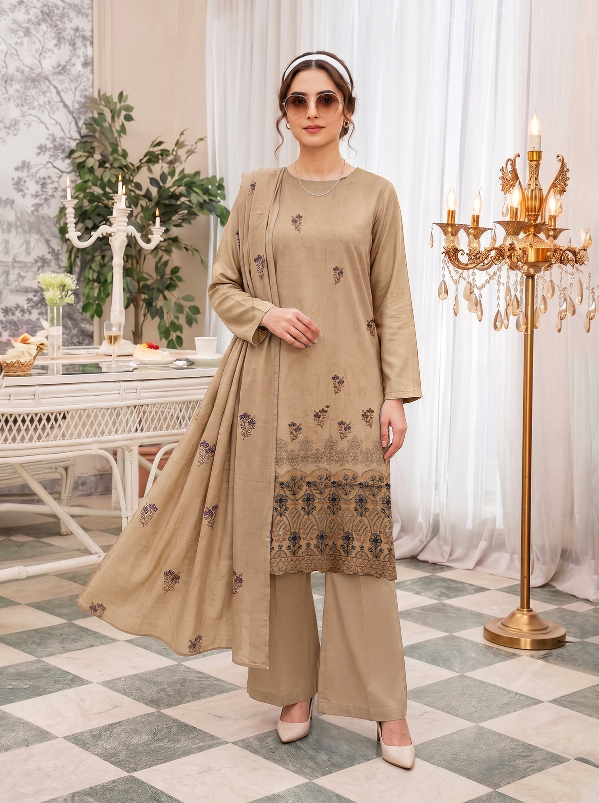 Abraj – 3 Piece Embroidered Suit