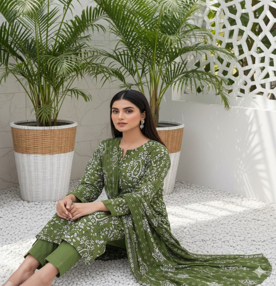 Unstitched Printed Lawn 3 Piece