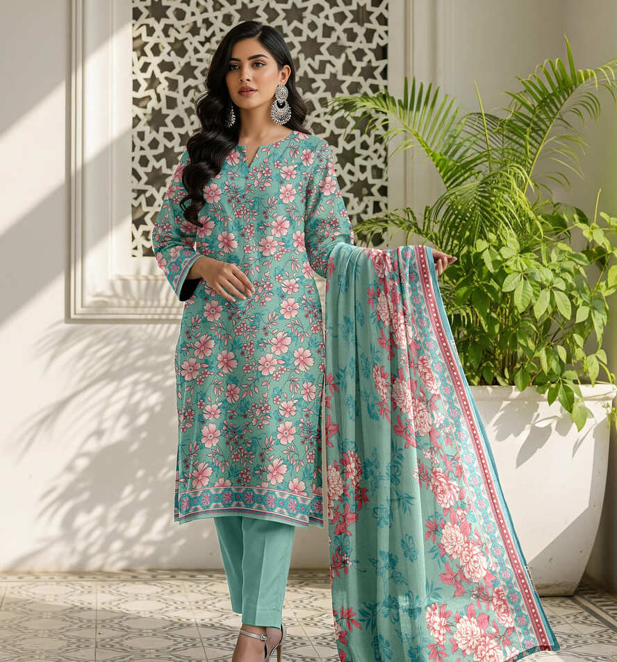 Unstitched Printed Karandi 3 Piece
