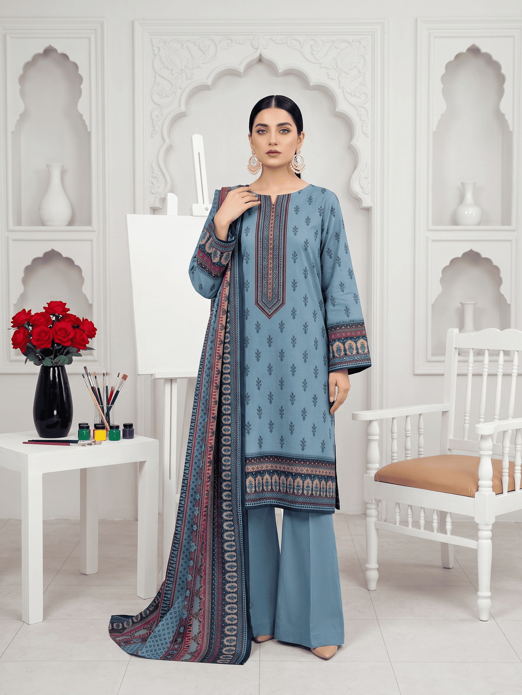 Unstitched Printed Lawn 3 Piece