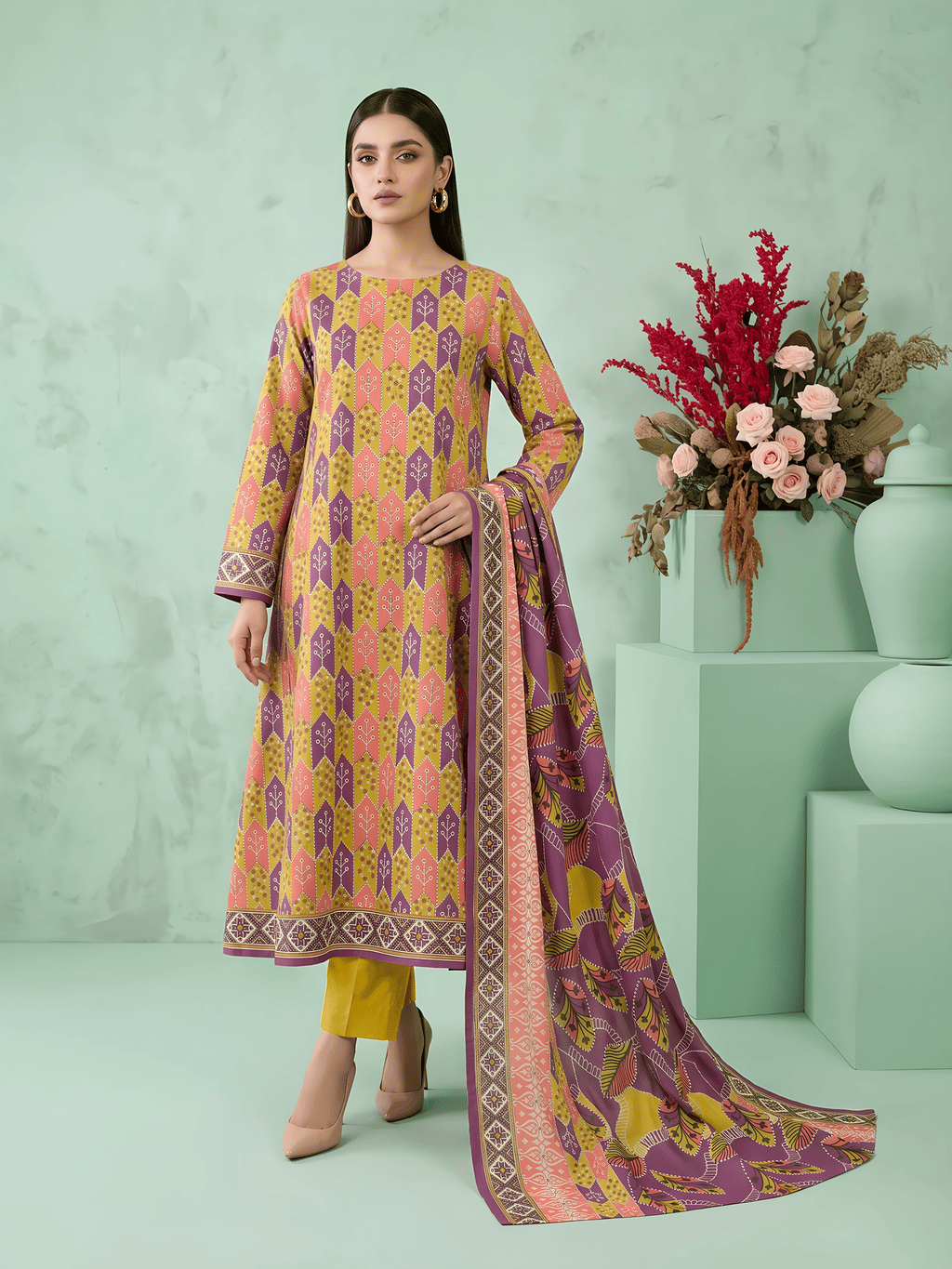 Unstitched Printed Lawn 3 Piece