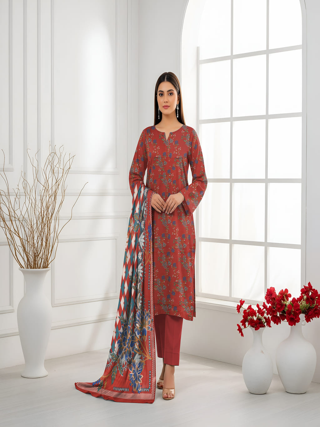 Unstitched Printed Lawn 3 Piece