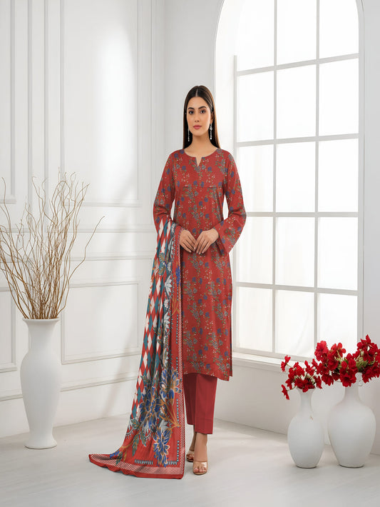 Unstitched Printed Lawn 3 Piece