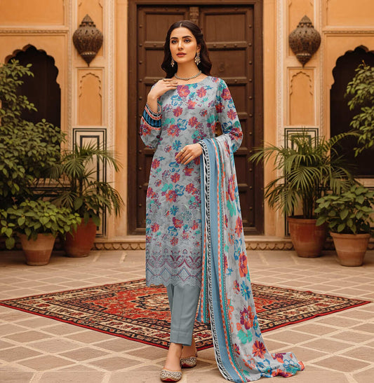 Unstitched Printed Karandi 3 Piece