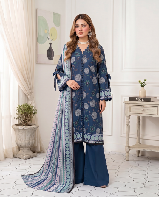 Unstitched Printed Lawn 3 Piece