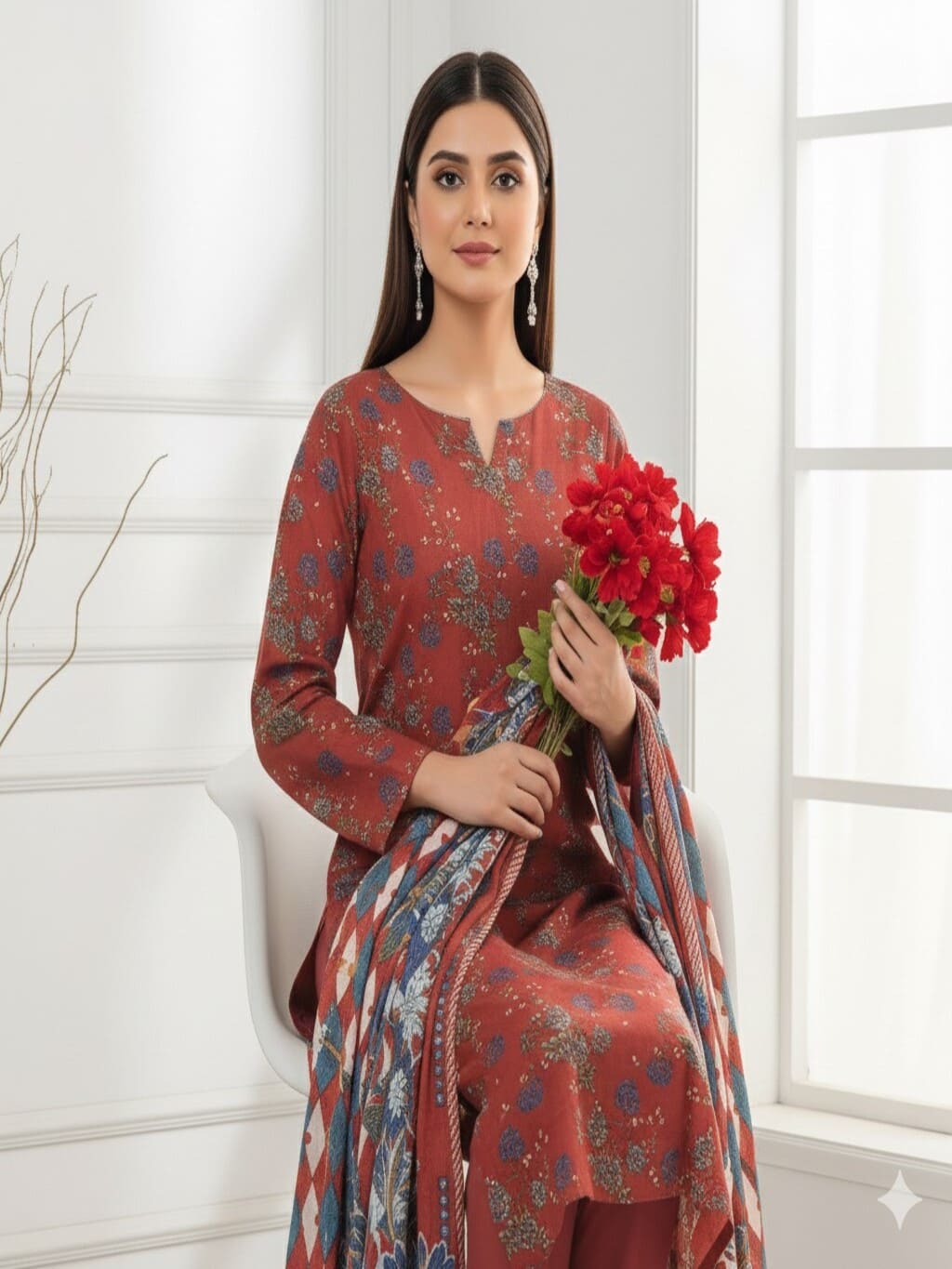 Unstitched Printed Lawn 3 Piece