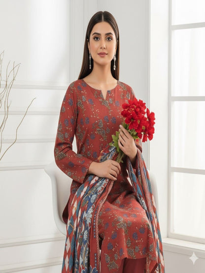 Unstitched Printed Lawn 3 Piece